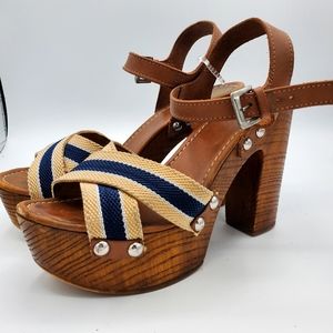 ETRE women clogs size 8 Canva Ribbon with Marine Style